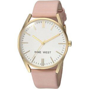✨ Nine West Strap Watch Women Pink Mineral Crystal buckle Resistant Watch